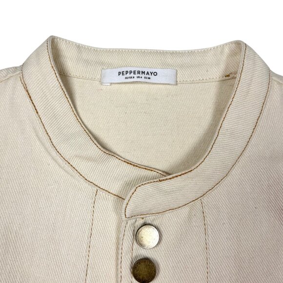 Peppermayo Edina Cargo Top Sz.4 Cream Fitted Vest Cropped Army Pirate Boho Y2K - Picture 7 of 14
